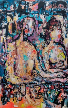"Quando i muri torneranno" - Pittura astratta colorata a tecnica mista figurativa