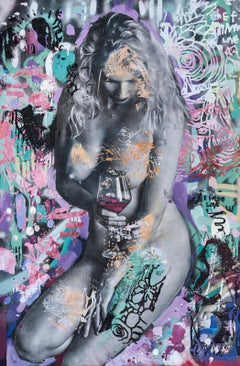 "Dekompression 2" - Bunte Mixed Media Foto/Malerei Collaboration
