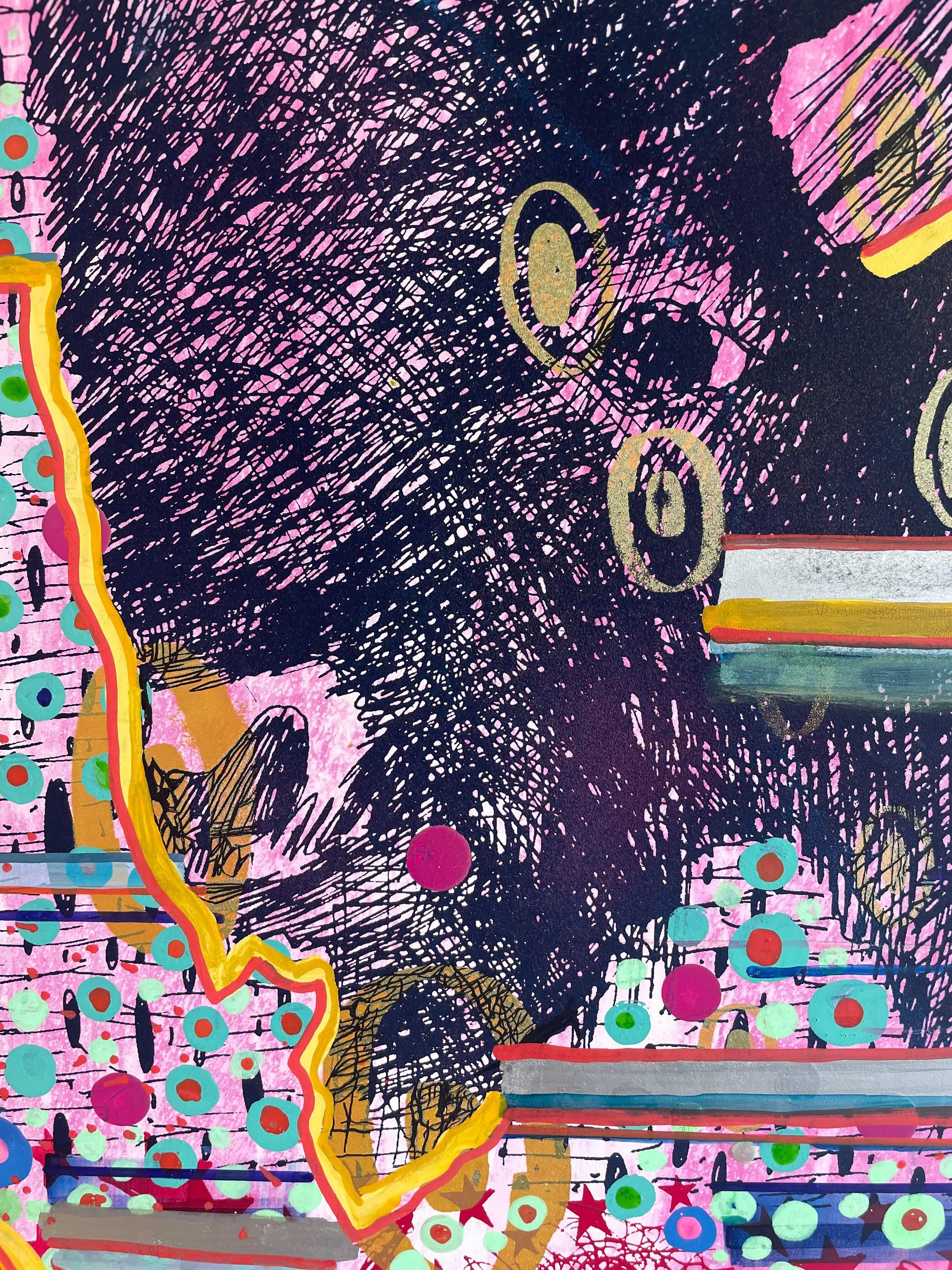 She Could hardlyly See - Abstract Painting Rosa di John Hitchcock