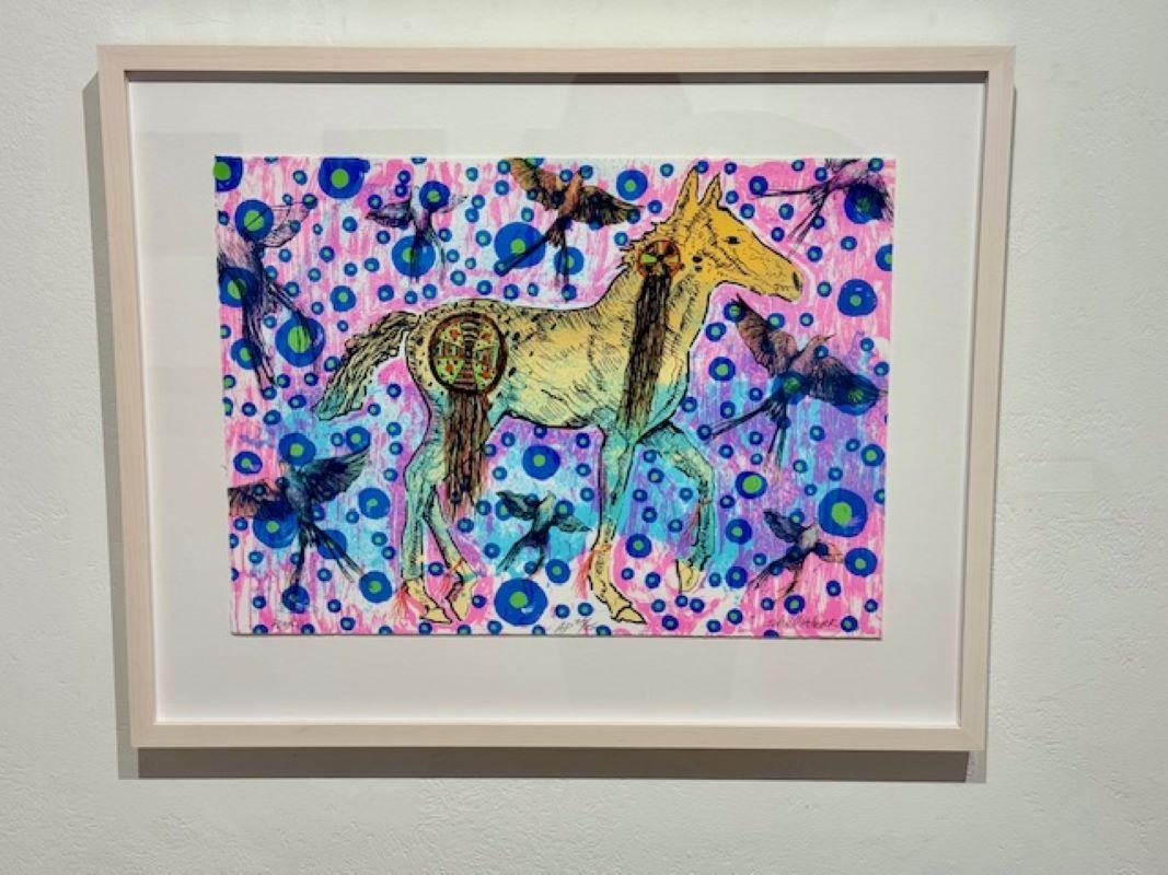 Puuku (Comanche Horse) - Abstract Expressionist Print by John Hitchcock