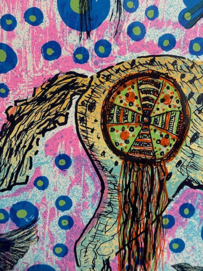Puuku (Comanche Horse) - Gray Abstract Print by John Hitchcock