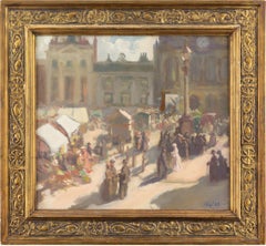 The Old Market Place, Huddersfield, Early 20th-Century Oil Painting