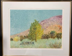 Bois de coton dans le Canyon de Jemez, par John Hogan, technique mixte, monotype, Nouveau-Mexique