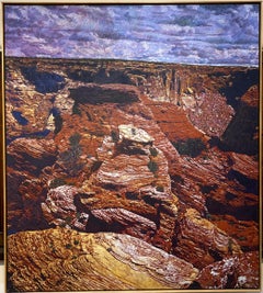 Canyon and Clouds, peinture de paysage désertique, rouge, violet, marron John Hogan