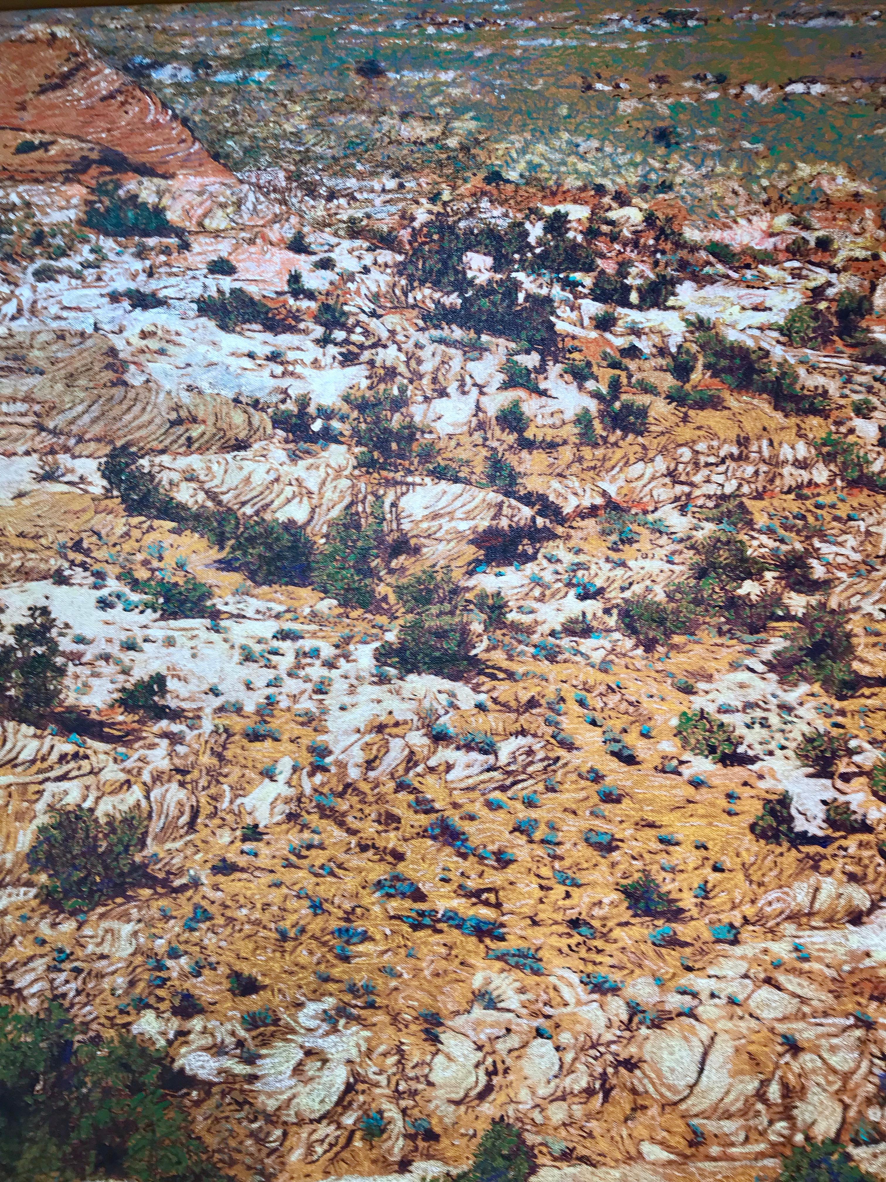 Canyon and Shadows, John Hogan desert landscape mixed media painting oranges 2