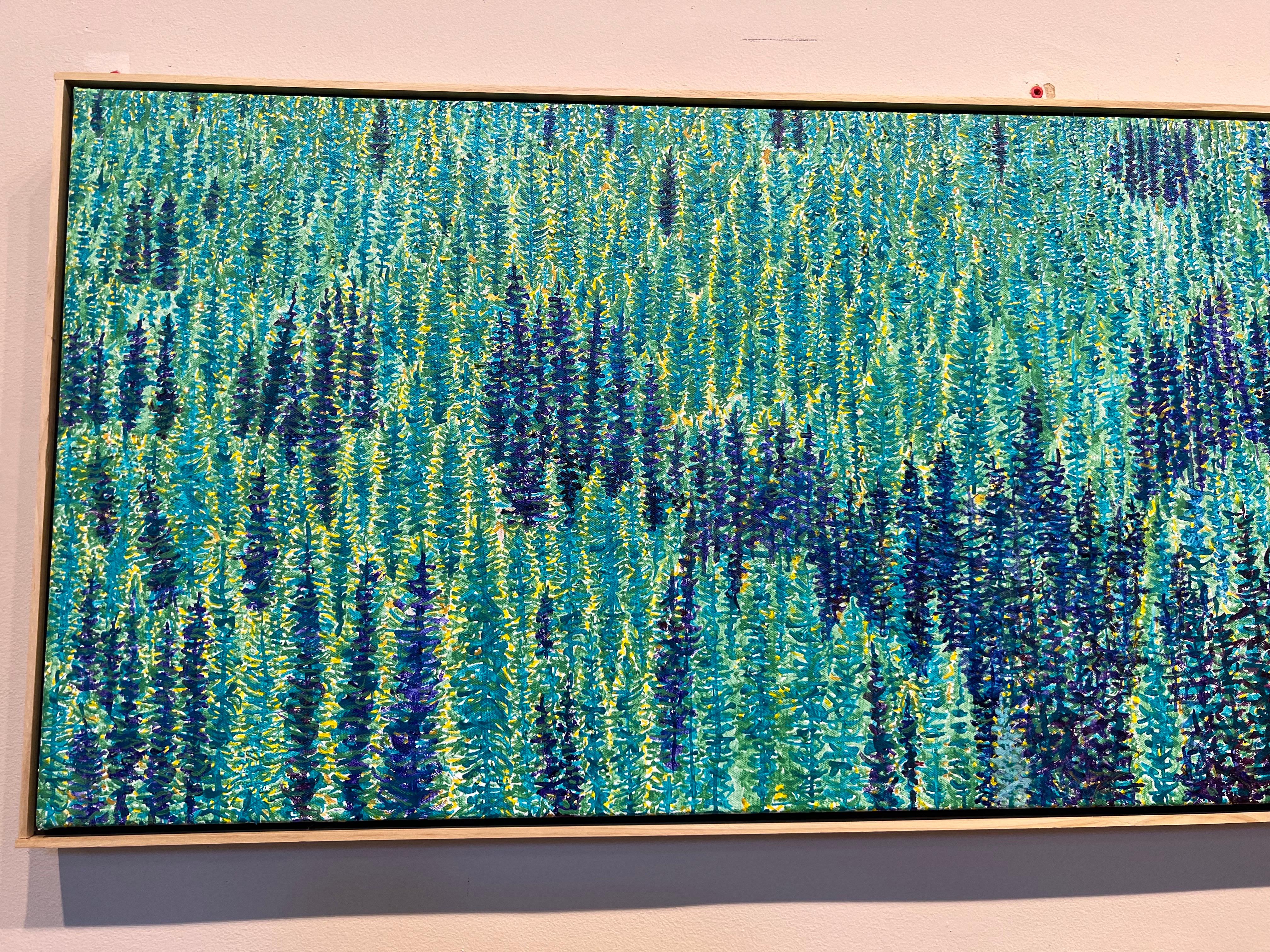 Forest and Mountain Stream, landscape, painting, by John Hogan, Santa Fe, blue For Sale 2