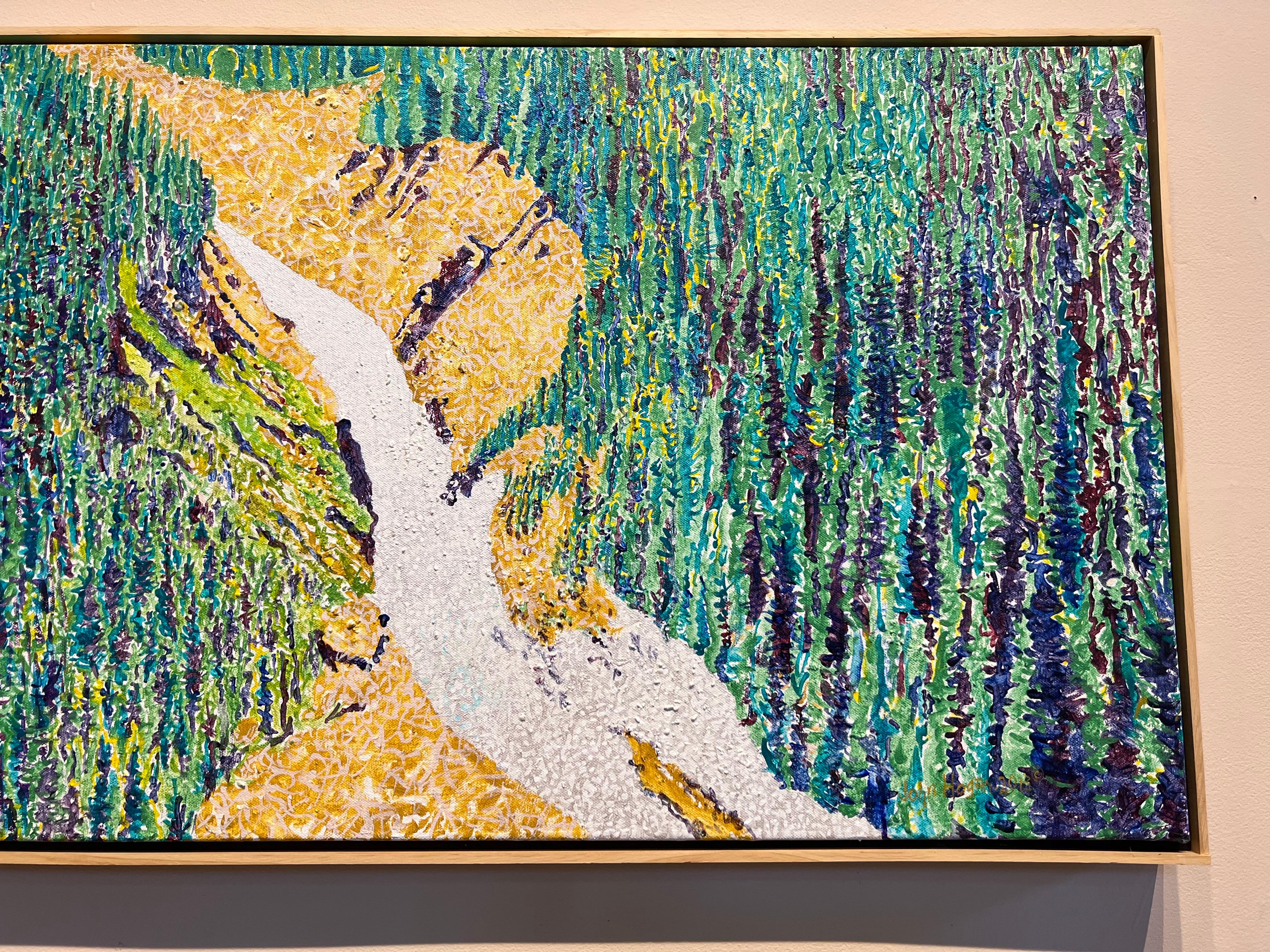 Forest and Mountain Stream, paysage, peinture de John Hogan, Santa Fe, bleu en vente 4