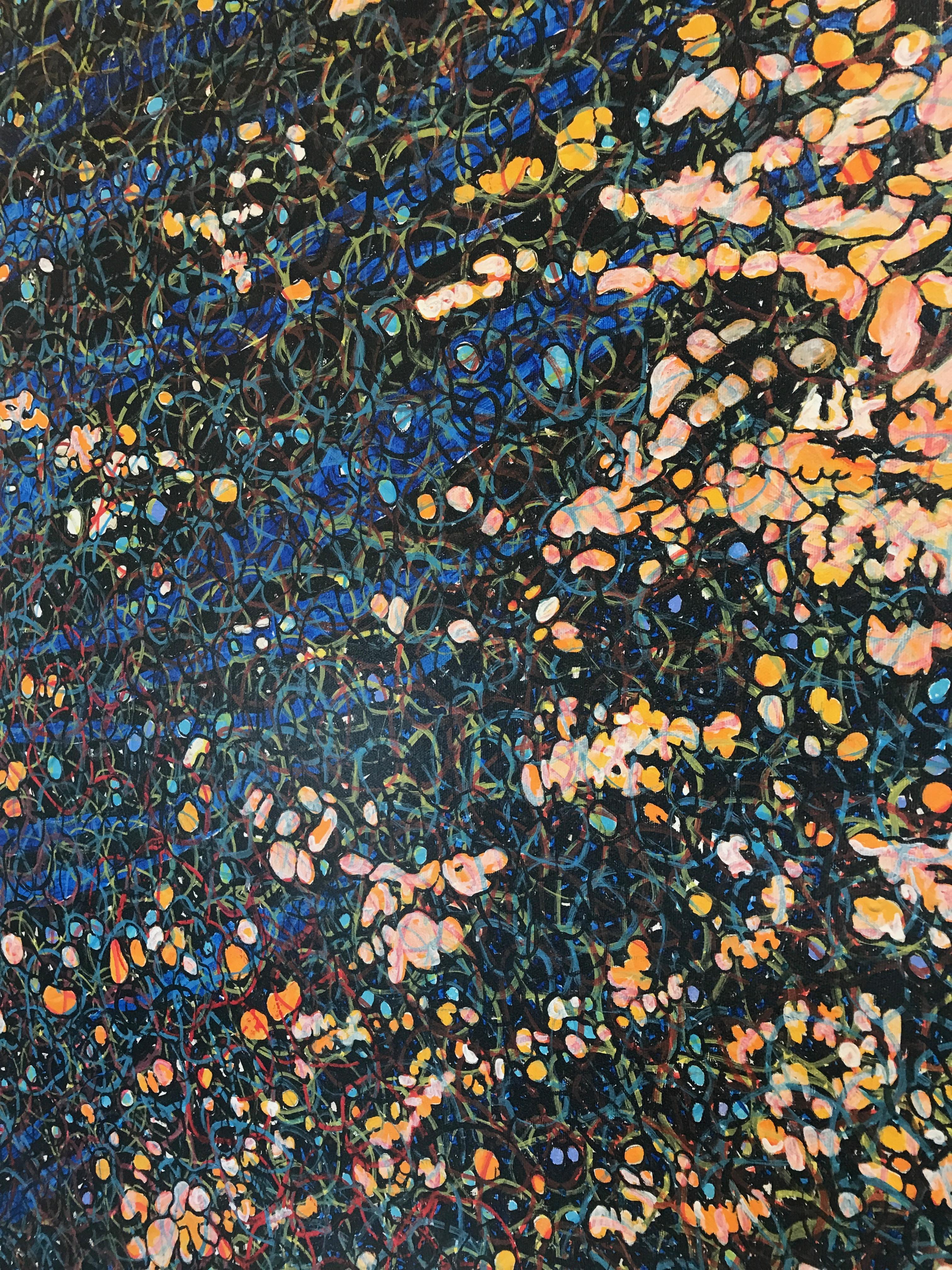 Salmon River, zeitgenössisches großformatiges Gemälde in Mischtechnik blau orange schwarz horizontal

John Hogan  Als Absolvent der Northeast Louisiana State University mit einem Bachelor-Abschluss und der New Mexico Highlands University mit einem