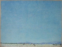 Sky Over Santa Fe, Acryl auf Leinwand, großes Gemälde, blauer Himmel, Landschaft
