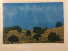 Cloudy Day Prairie II, by John Hogan, New Mexico Landscape, Color Etching, blues