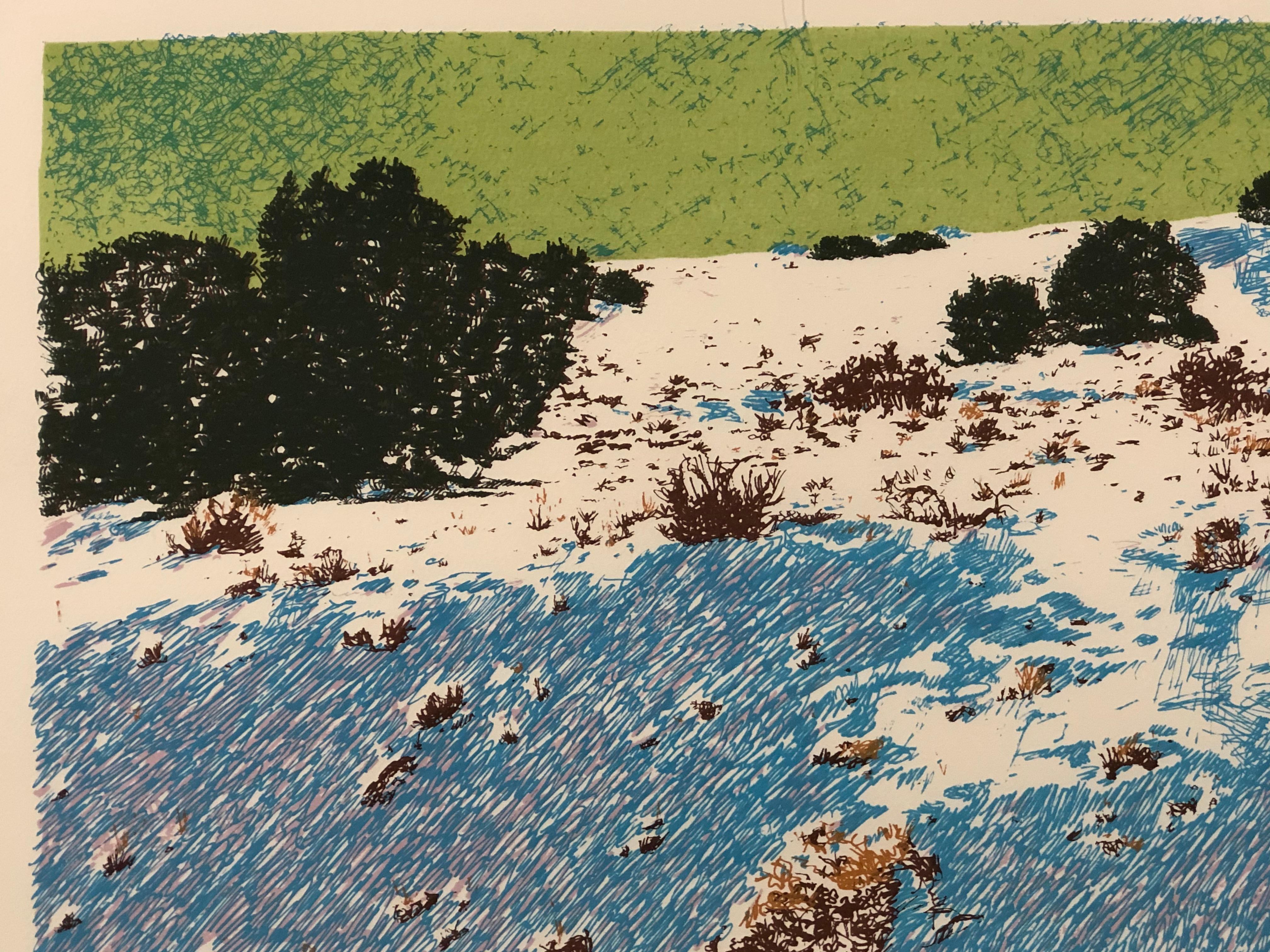 Prairie Winter – Cerrillos Flats, von John Hogan, Serigrafie, New Mexico Landschaft im Angebot 2