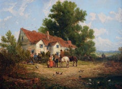 Pair of 19th century landscape oil paintings of a village