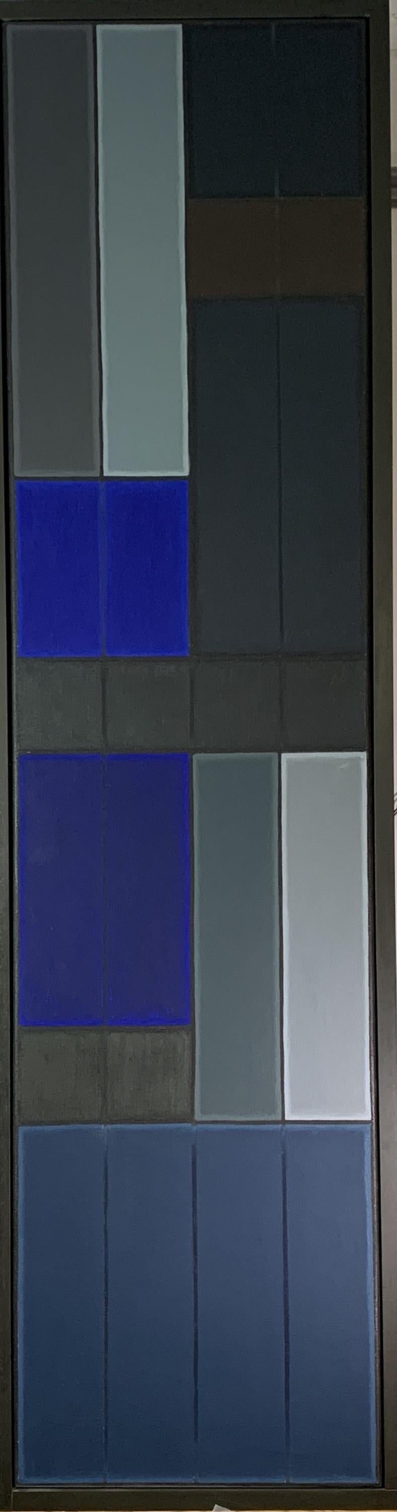 Numero 1 astratto blu senza titolo.  Pittura ad olio geometrica in vendita 2