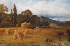 Le temps des récoltes dans le Yorkshire - British art 19e siècle paysage peinture à l'huile