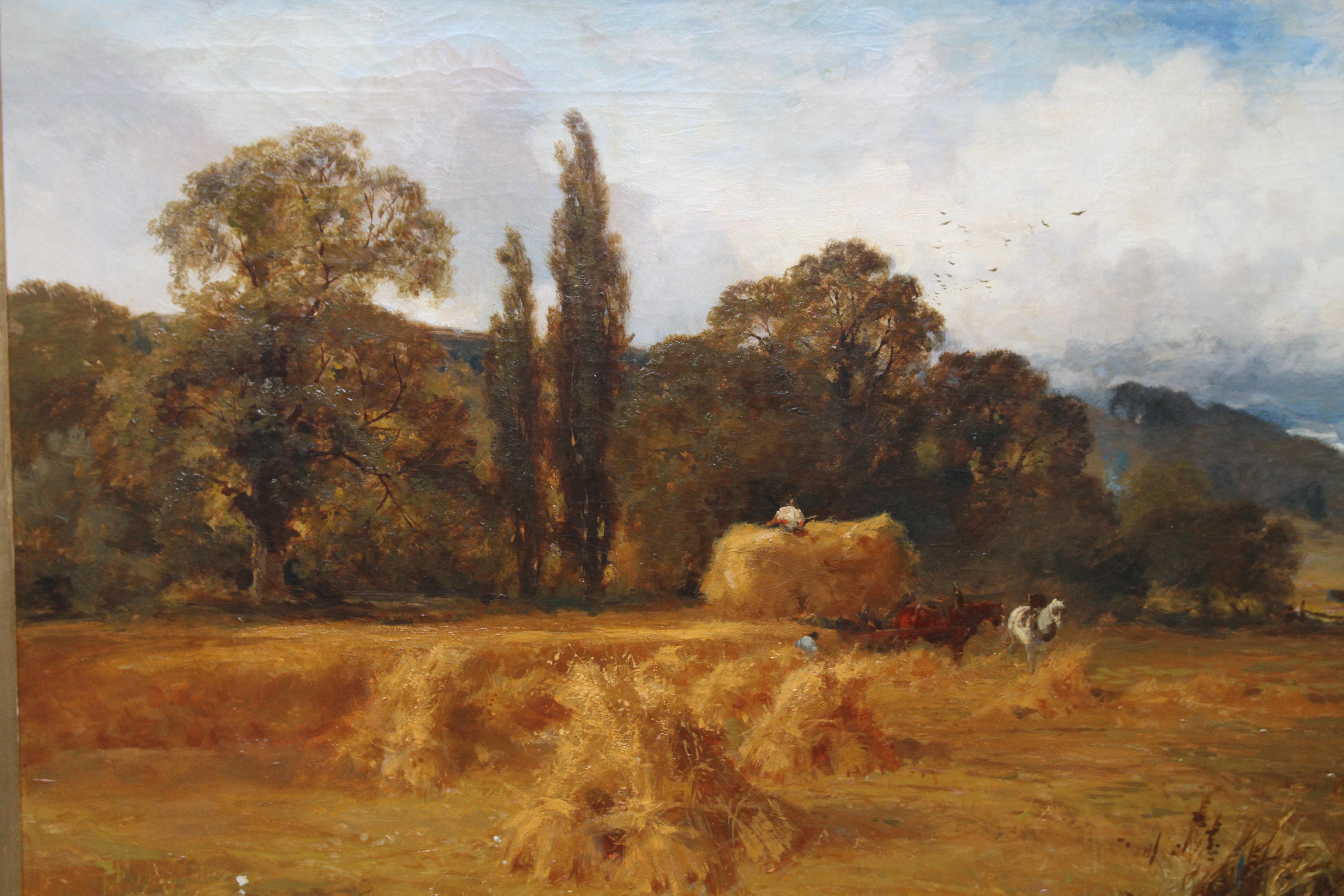 Harvest Time in Yorkshire - British art 19th century landscape oil painting - Realist Painting by John Horace Hooper