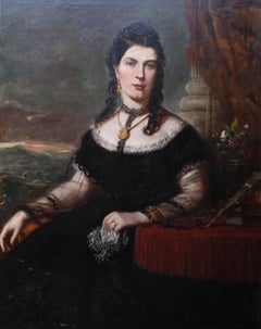 Portrait of a Lady - Scottish art Victorian oil painting Edinburgh society lady