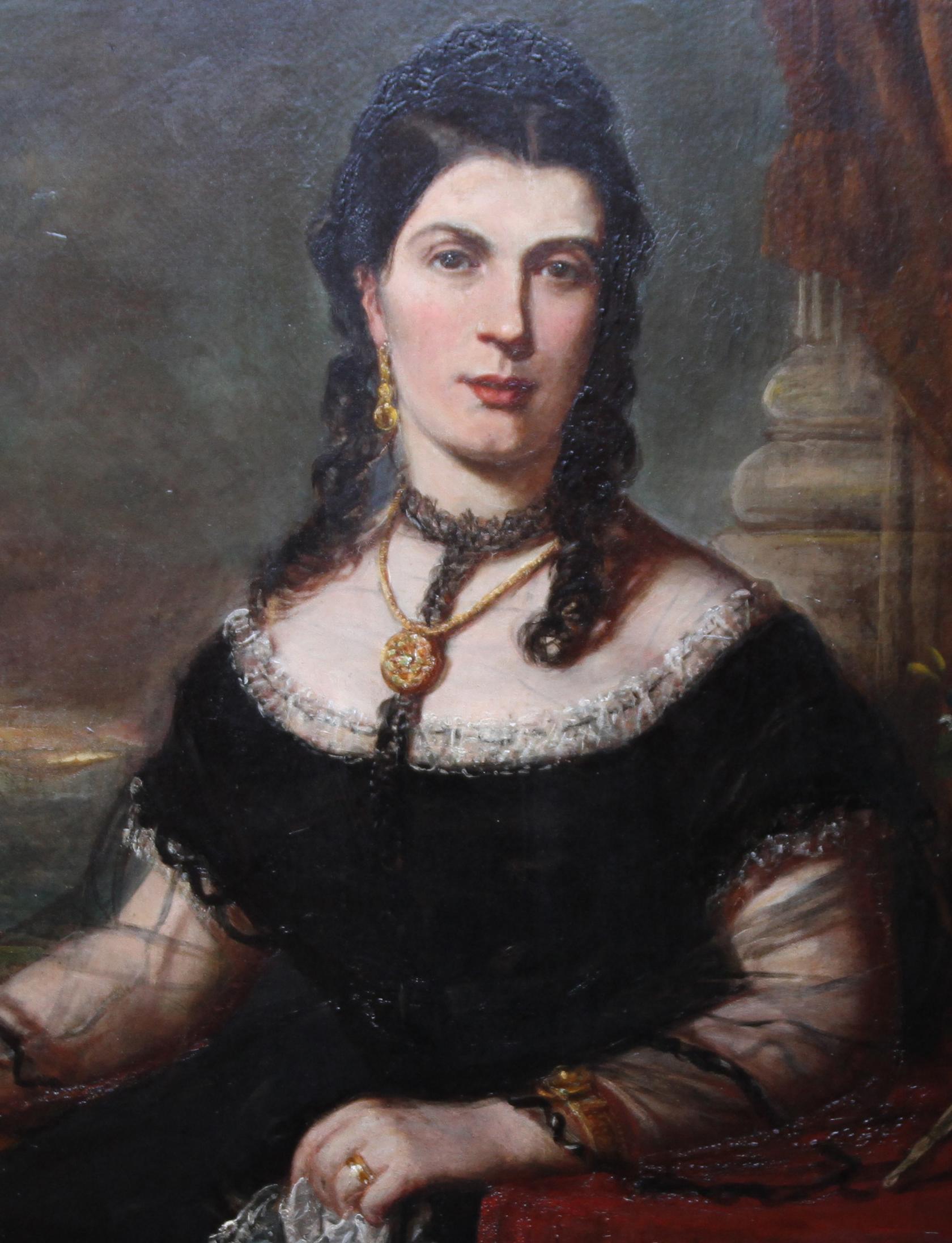 Portrait of a Lady - Scottish art Victorian oil painting Edinburgh society lady - Realist Painting by John Horsburgh
