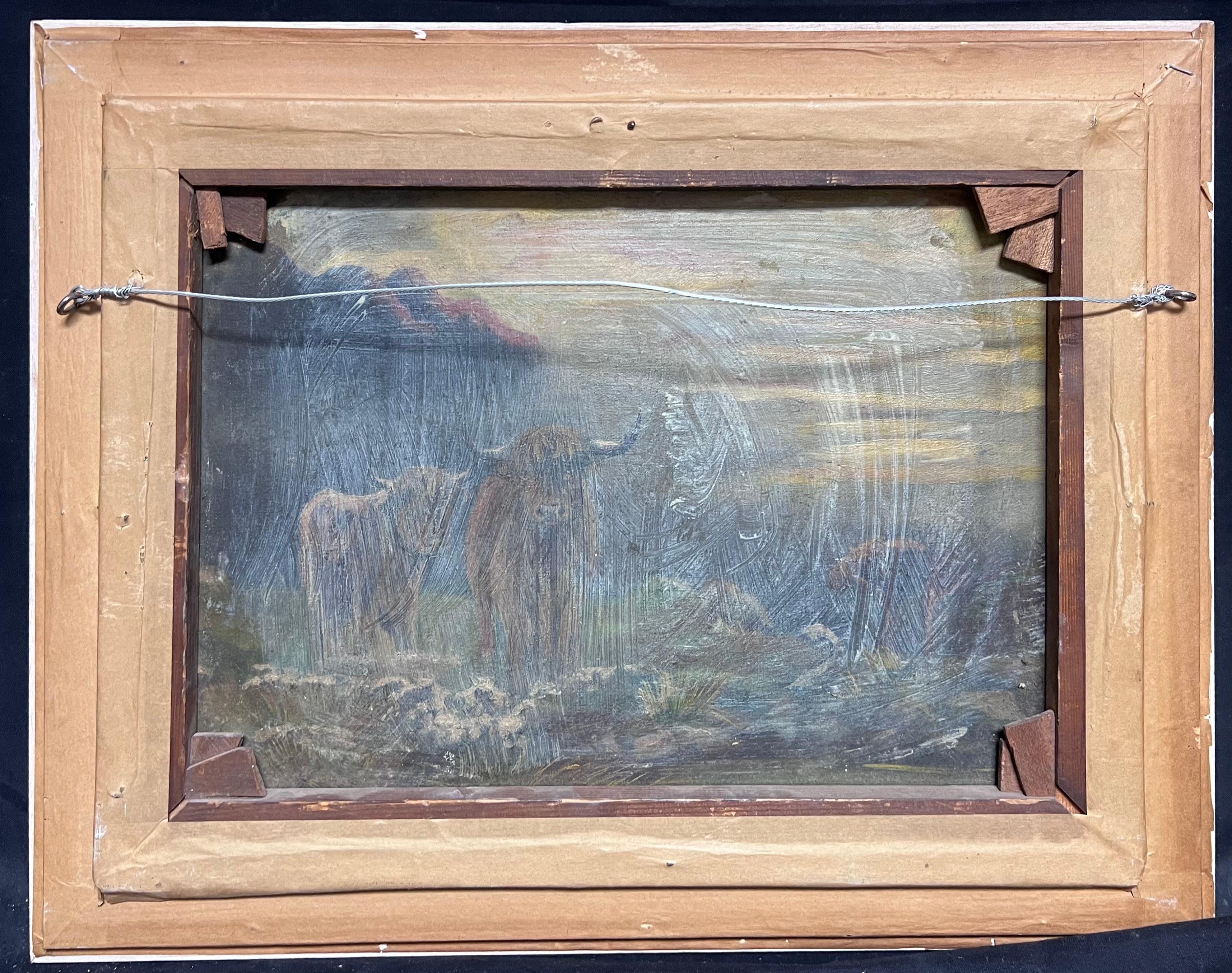 Paesaggio forestale blu notte Pittura ad olio astratta britannica del XX secolo in vendita 3