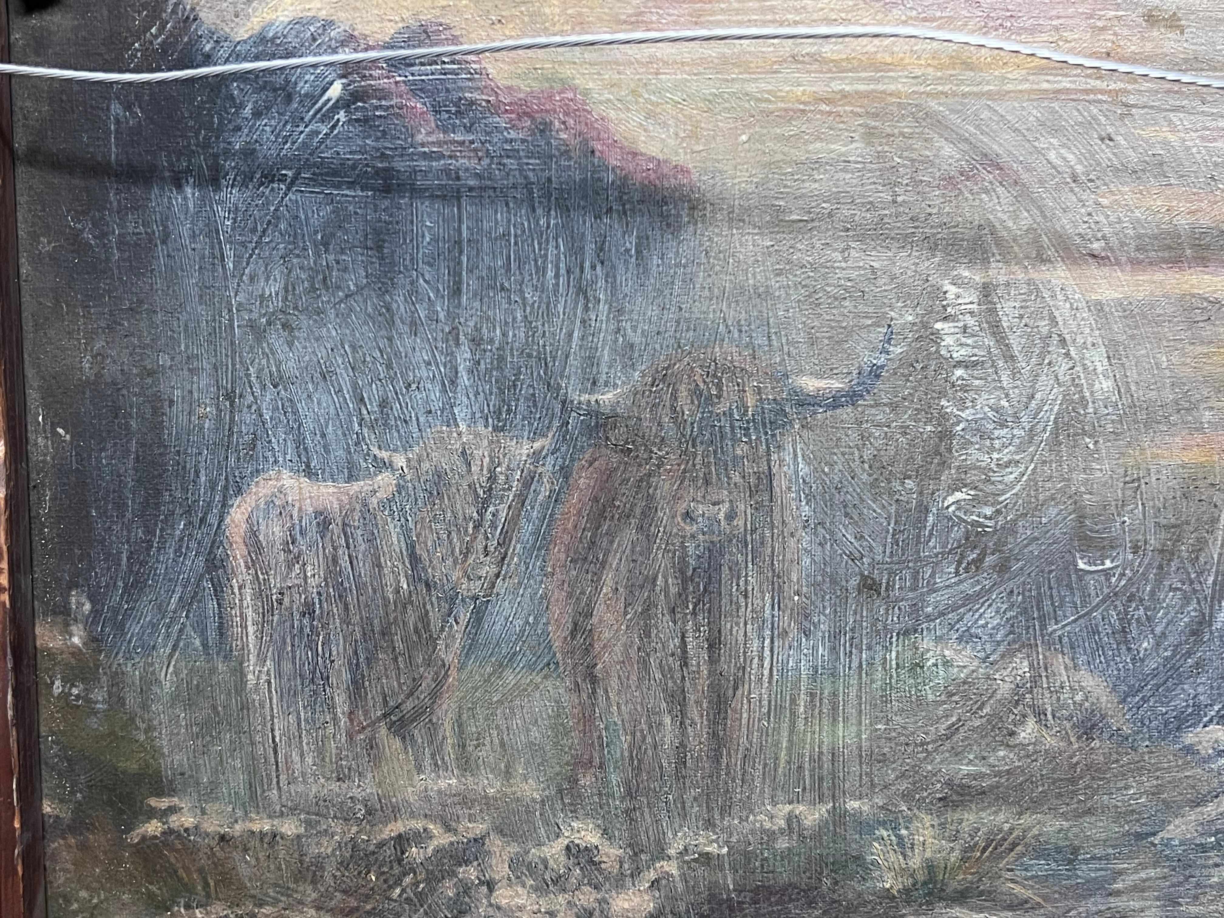 Paesaggio forestale blu notte Pittura ad olio astratta britannica del XX secolo in vendita 4