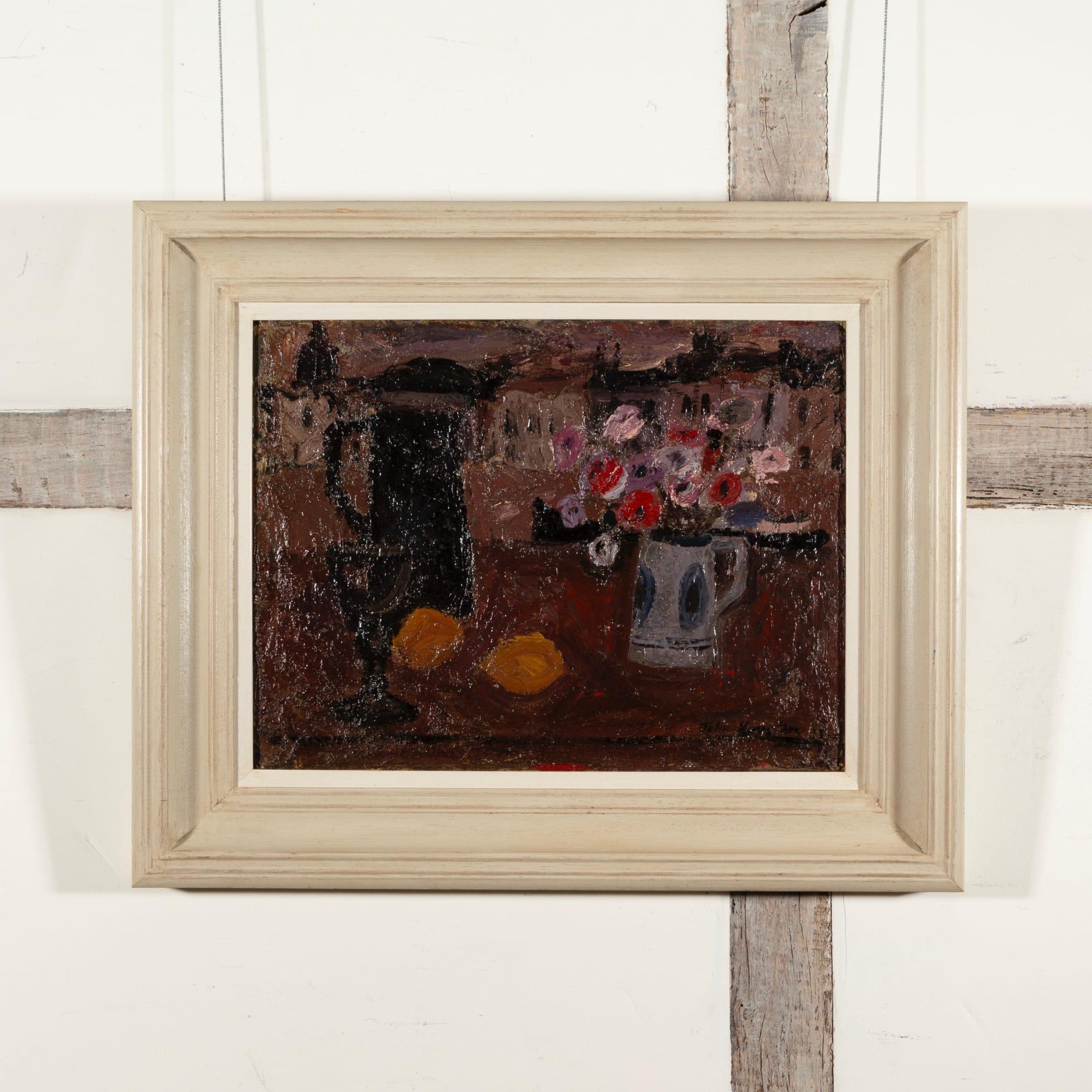 Natura morta, Anstruther, olio su tavola di John Houston, 1953 in vendita 1