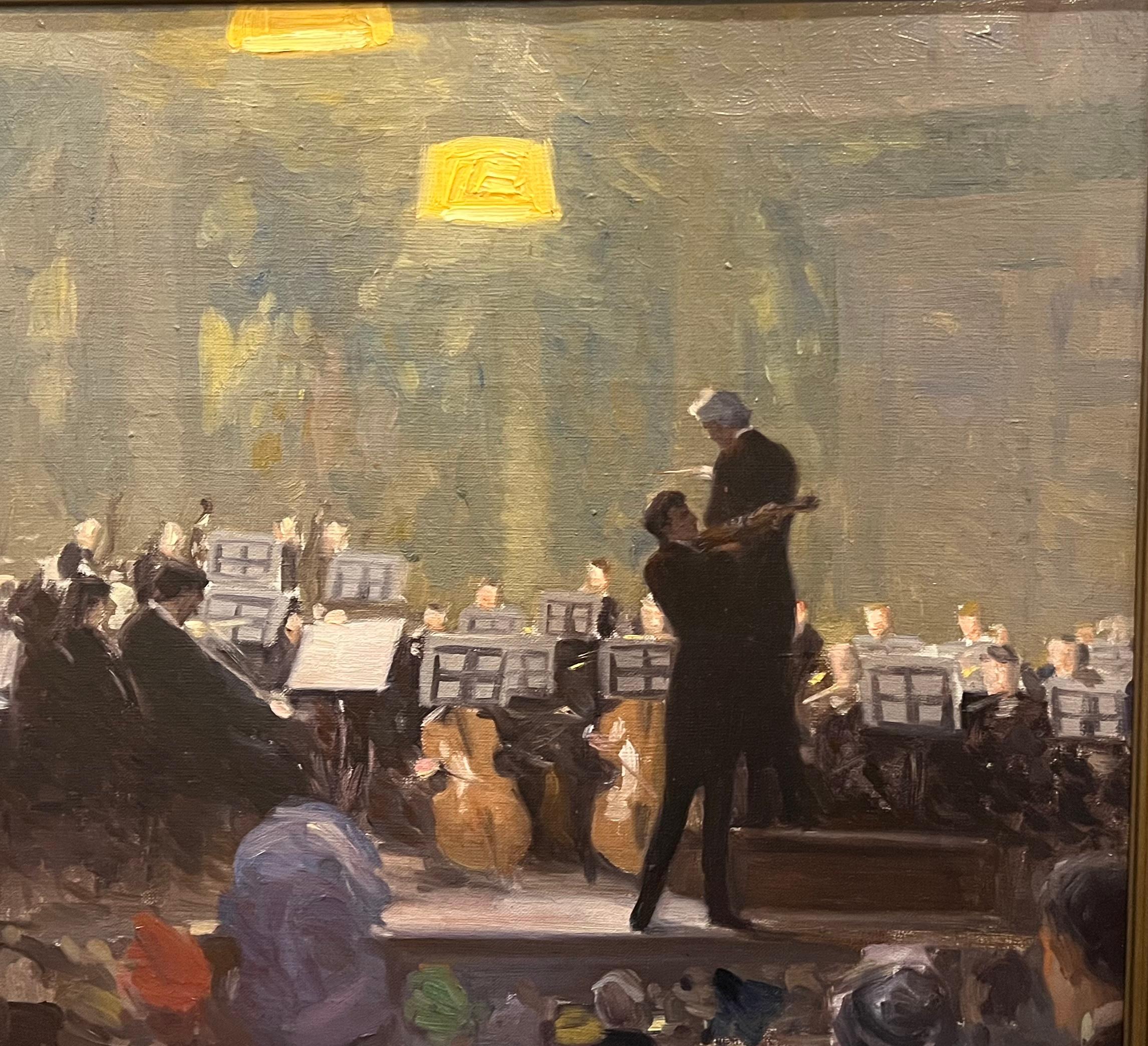 ASHCAN Escuela Impresionista Antigua NYC Orquesta SYMPHONY Violín Pintura 5