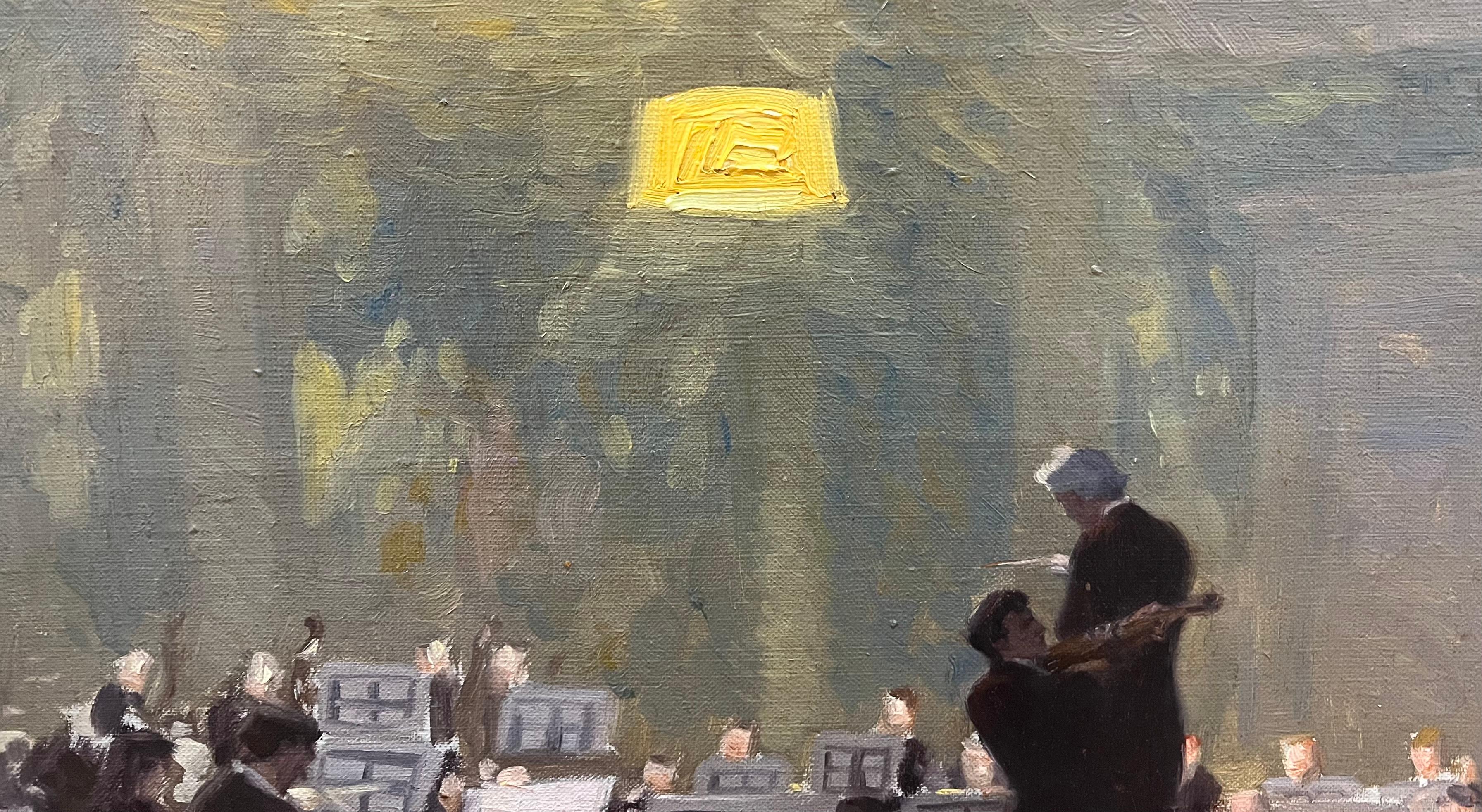 ASHCAN Escuela Impresionista Antigua NYC Orquesta SYMPHONY Violín Pintura 6