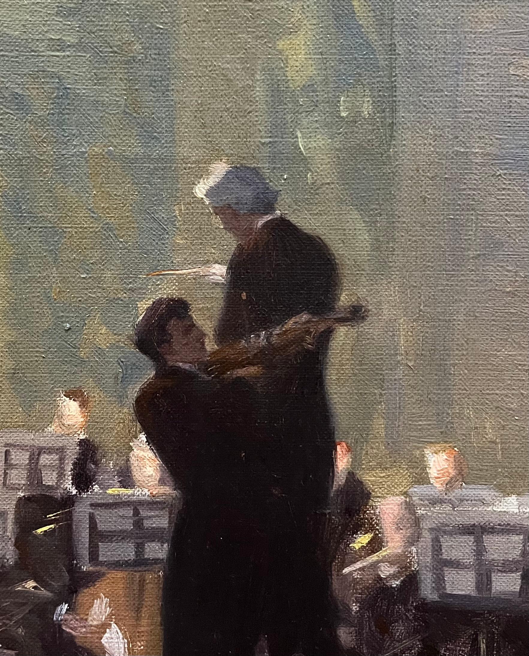 Está a la venta un cuadro de la Escuela Ashcan americana, finamente pintado, de una Sinfonía de Nueva York, obra de John Newton Howitt (1885 - 1958).

Probablemente pintado en la década de 1920

La pintura es realmente una joya en persona, tantos