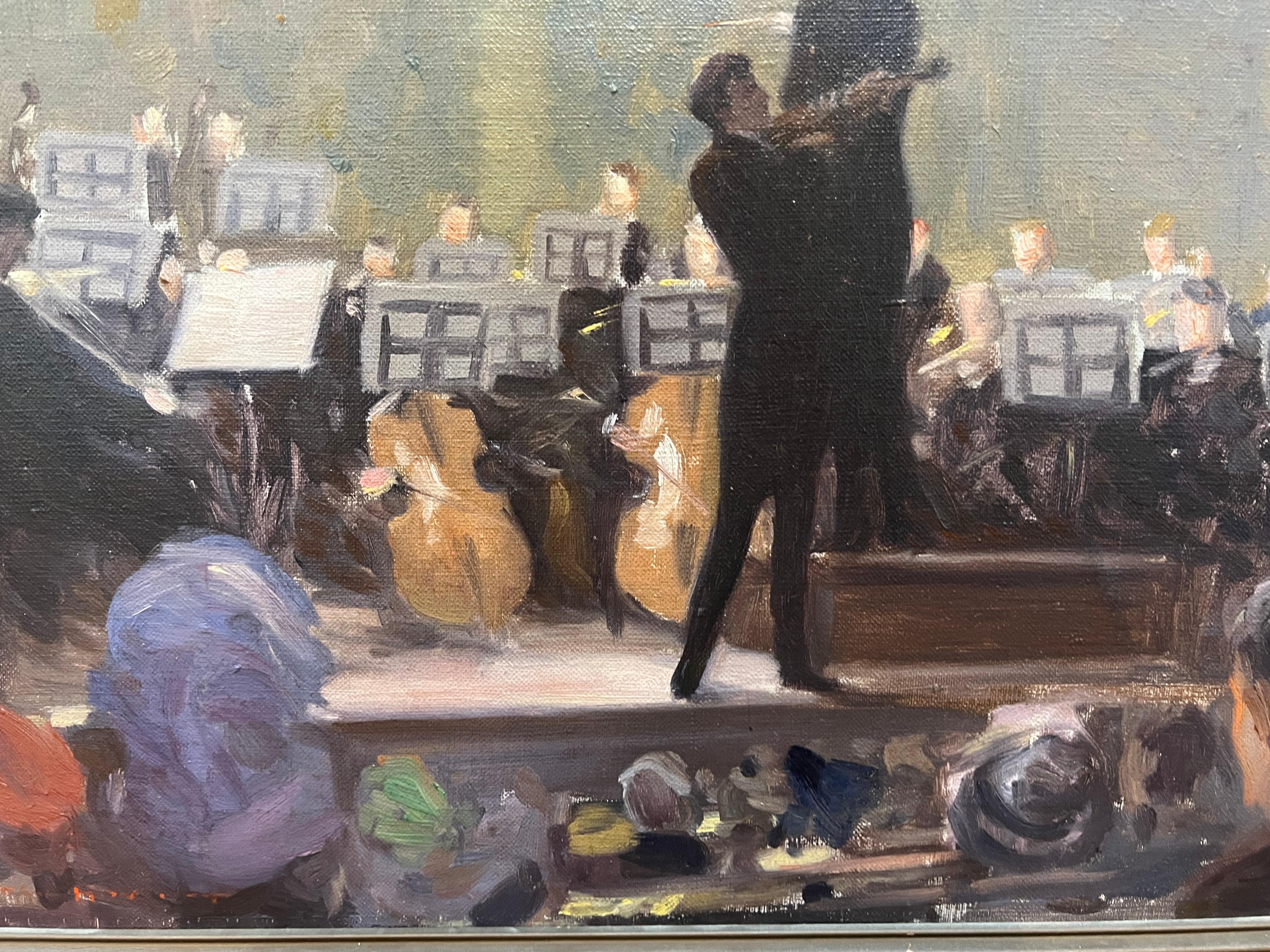 ASHCAN Escuela Impresionista Antigua NYC Orquesta SYMPHONY Violín Pintura 2