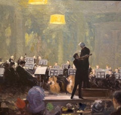 ASHCAN School Antique Impressionist NYC Orchestra SYMPHONY Violin Painting 