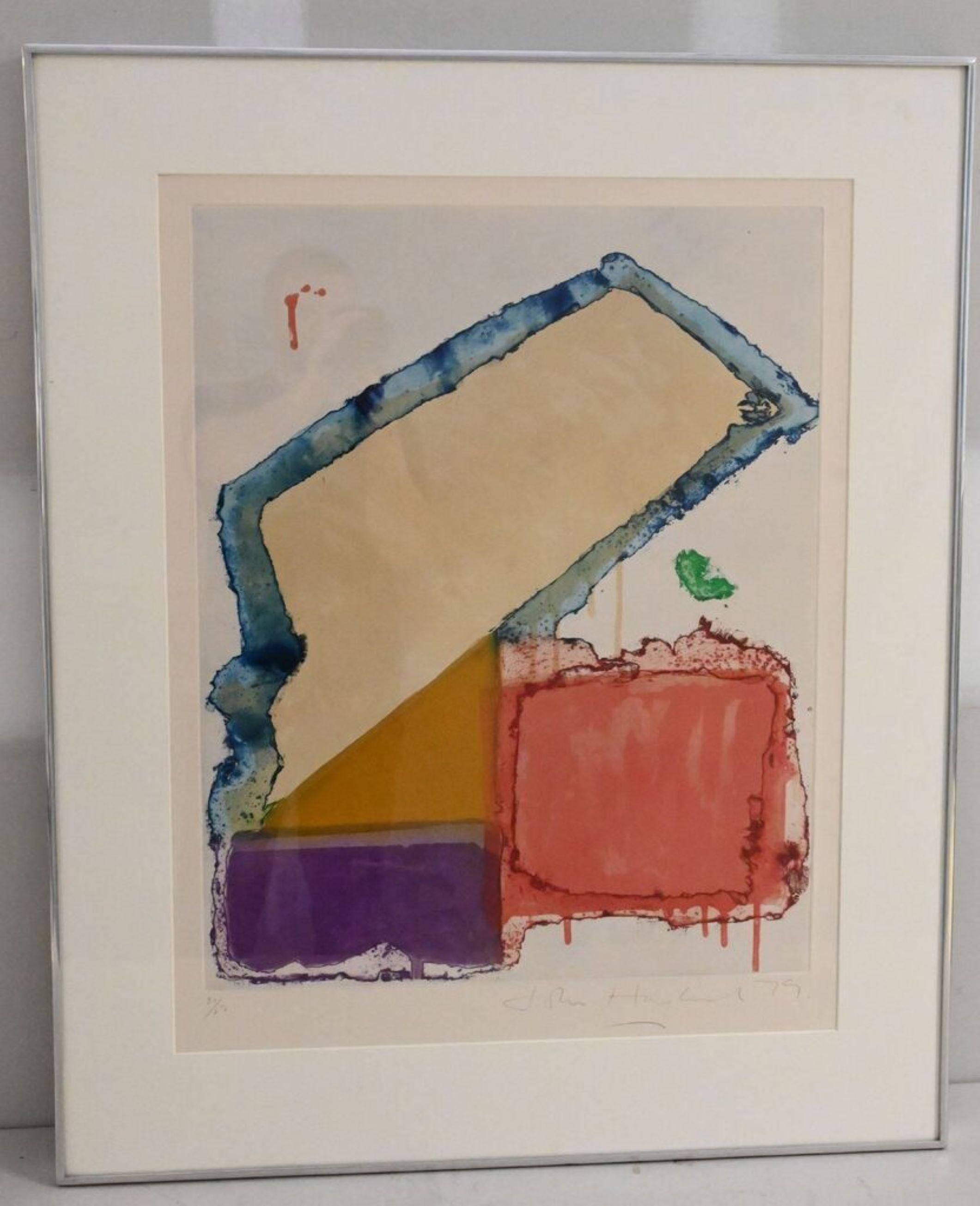 Abstract Expressionist aquatint and spit-bite print, signed/N, corp de-accession 2