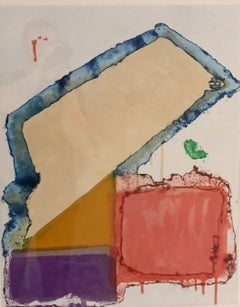 Abstract Expressionist aquatint and spit-bite print, signed/N, corp de-accession