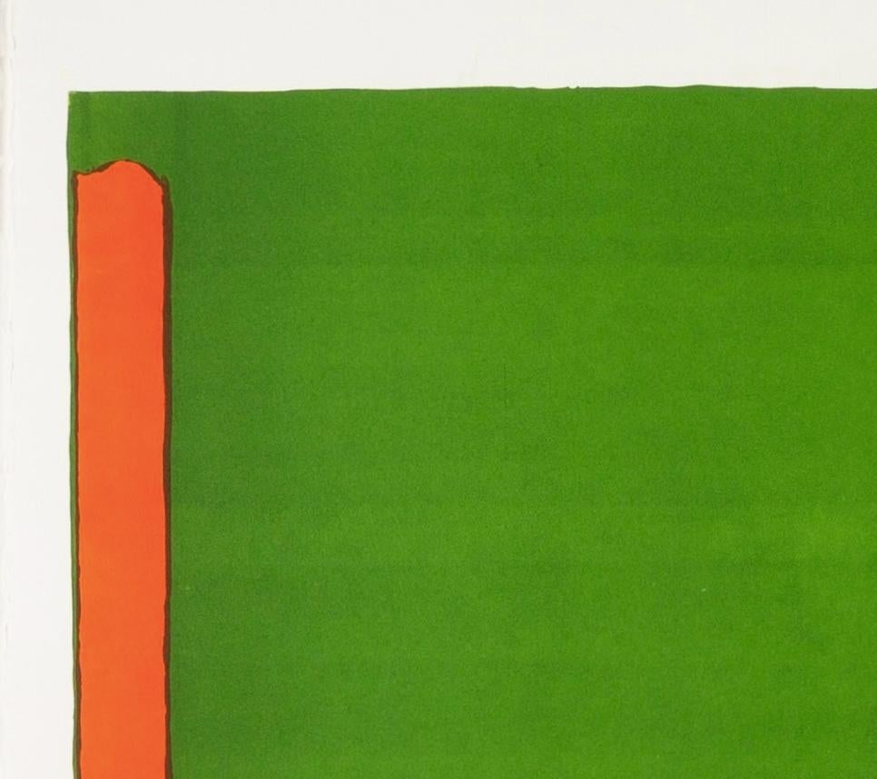 Small Green Swiss, 1968 - Green Abstract Minimalist Print with Orange and Red For Sale 3