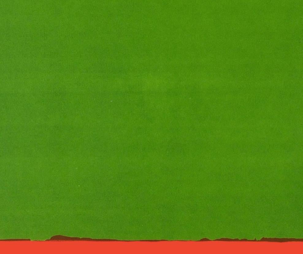 Small Green Swiss, 1968 - Green Abstract Minimalist Print with Orange and Red For Sale 5