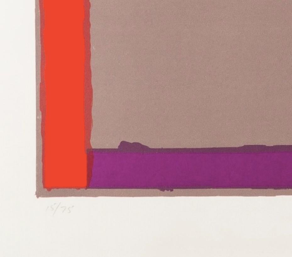 Piccola svizzera grigia, 1968 - Stampa litografica astratta minimalista del XX secolo - Abstract Print Marrone di John Hoyland