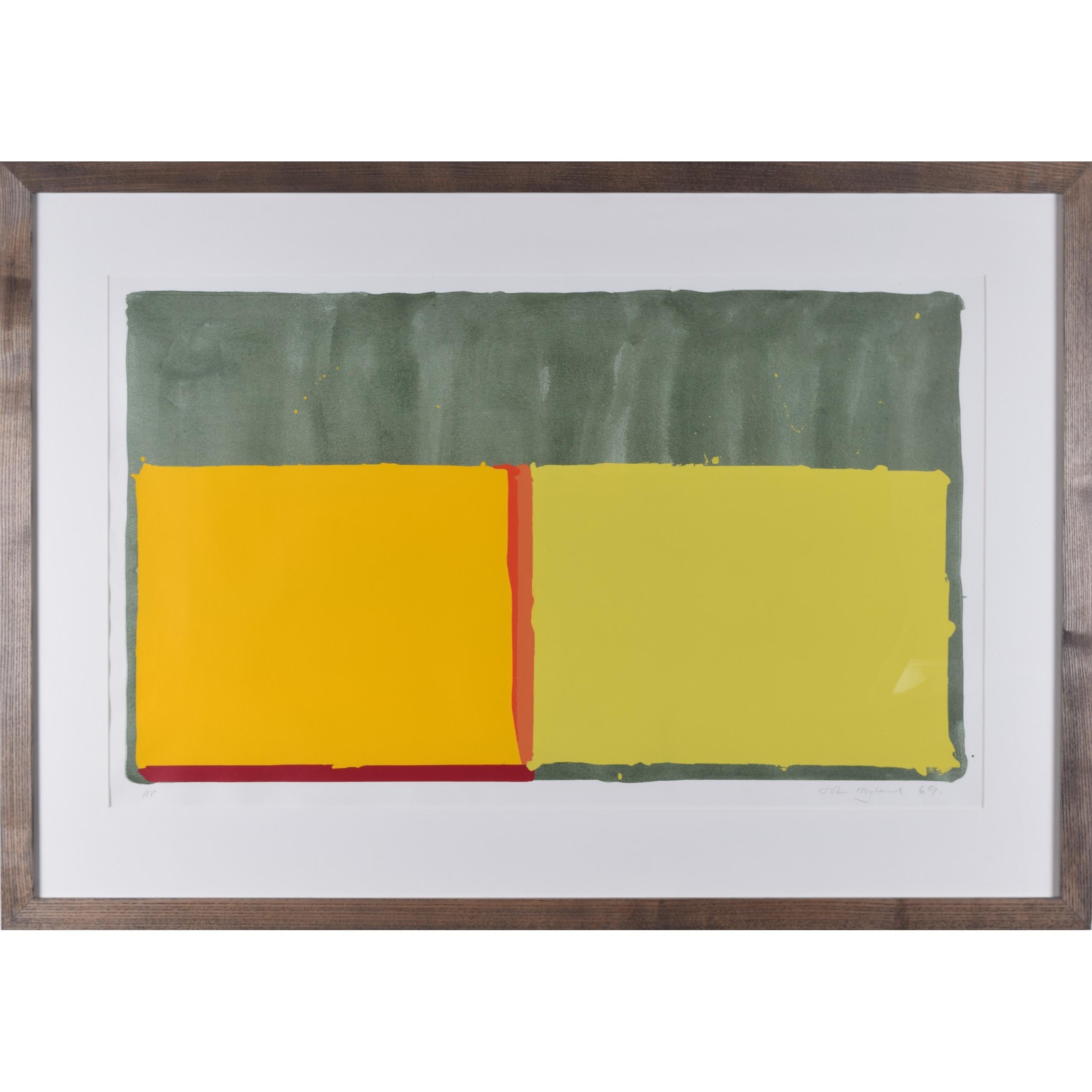 Yellows abstract screenprint by John Hoyland 1960s Modern British Art