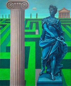 Render to Caesar, Surreal Scene with Classical Greek Scupture and Garden