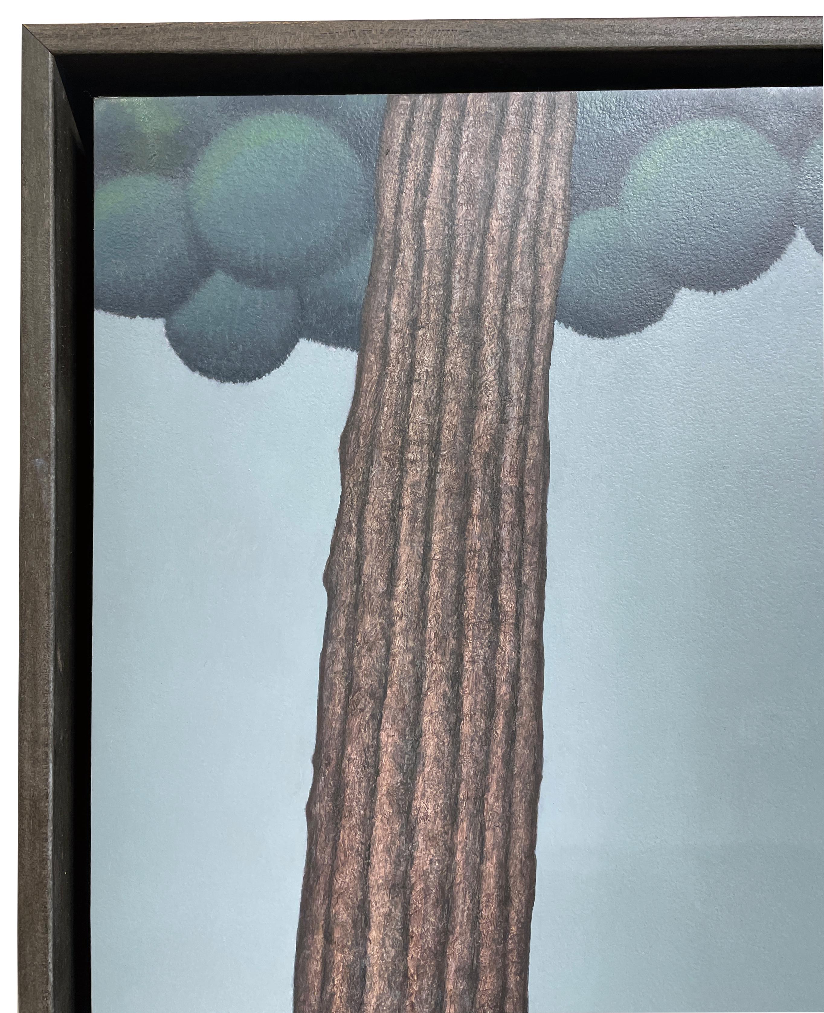 Die unberührte, symmetrische und geordnete Landschaft bringt eine unnatürliche Stille in John Hrehovs Gemälde mit dem Titel 