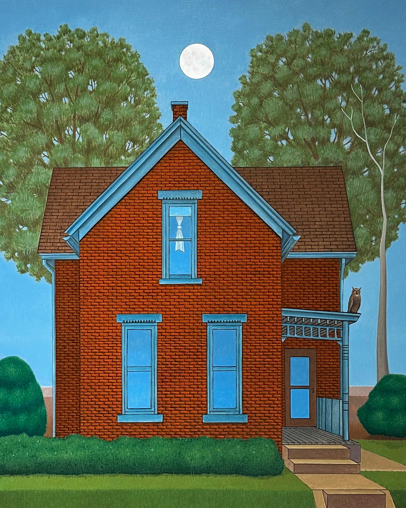 Summer House (For G.A.) - Quaint Cottage Illuminated by Moon Light, Framed 2