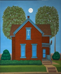 Summer House (For G.A.) - Quaint Cottage Illuminated by Moon Light, Framed