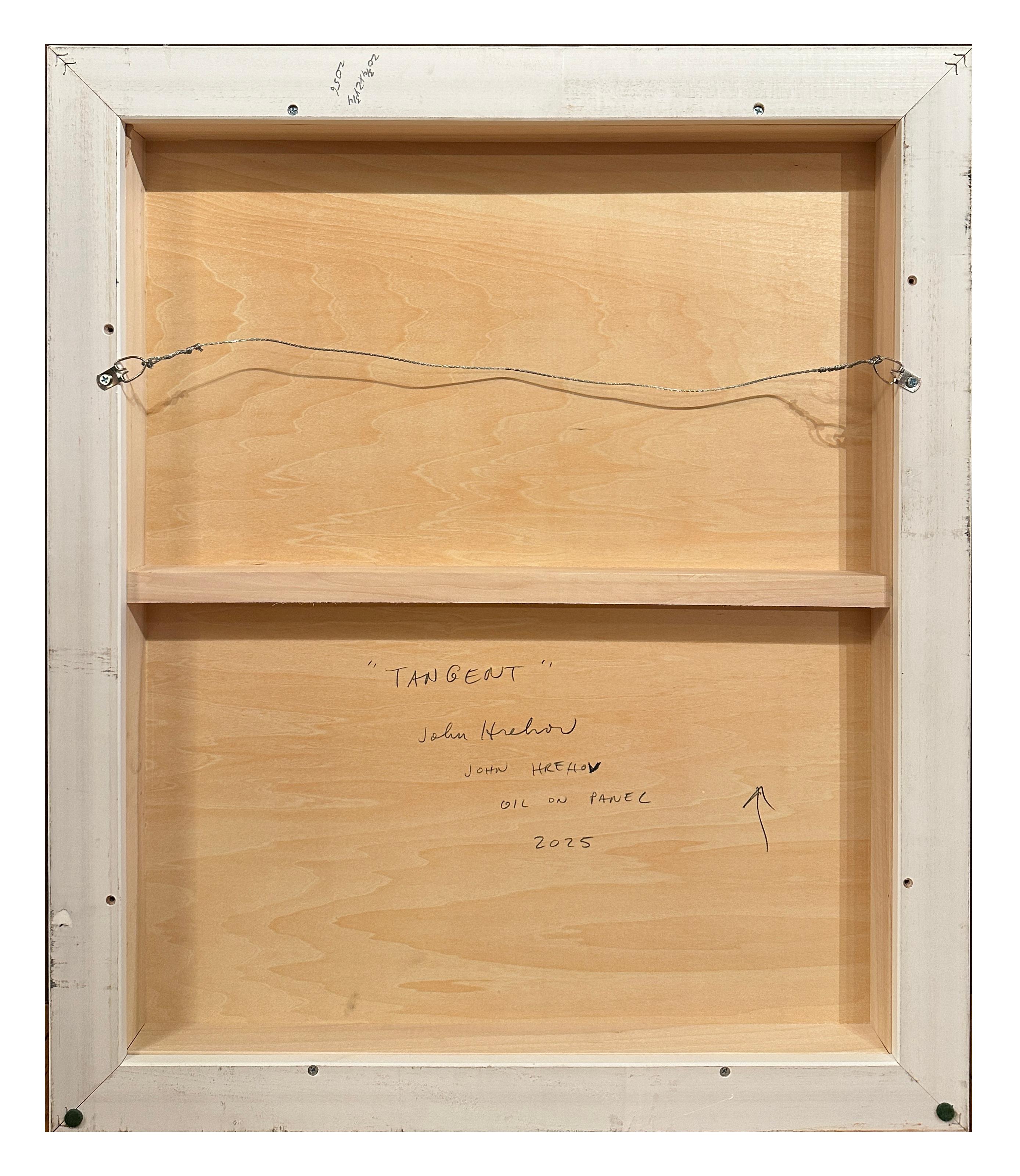 Tangent - Surreal Still Life - Coffee Table Setting, Oil on Panel For Sale 4