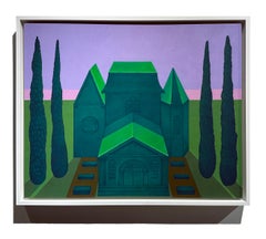 The Green House, Surreal Classic Architecture with Italian Cypress Trees