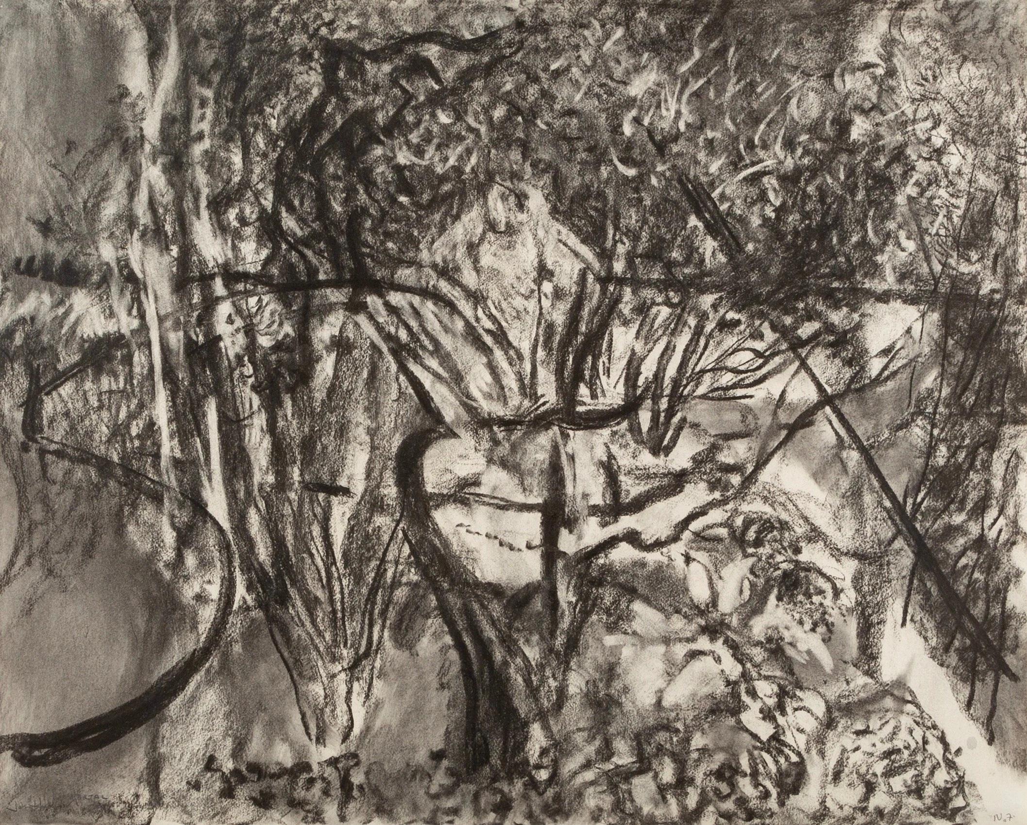 Partal Número 7, Alhambra, Obra abstracta en carboncillo de John Hubbard, 1987