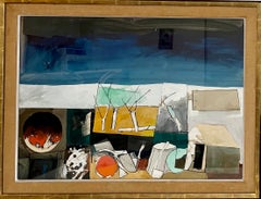 1950s Bay Area Figurative Abstract Gouache Painting "Hibernation" John Hultberg