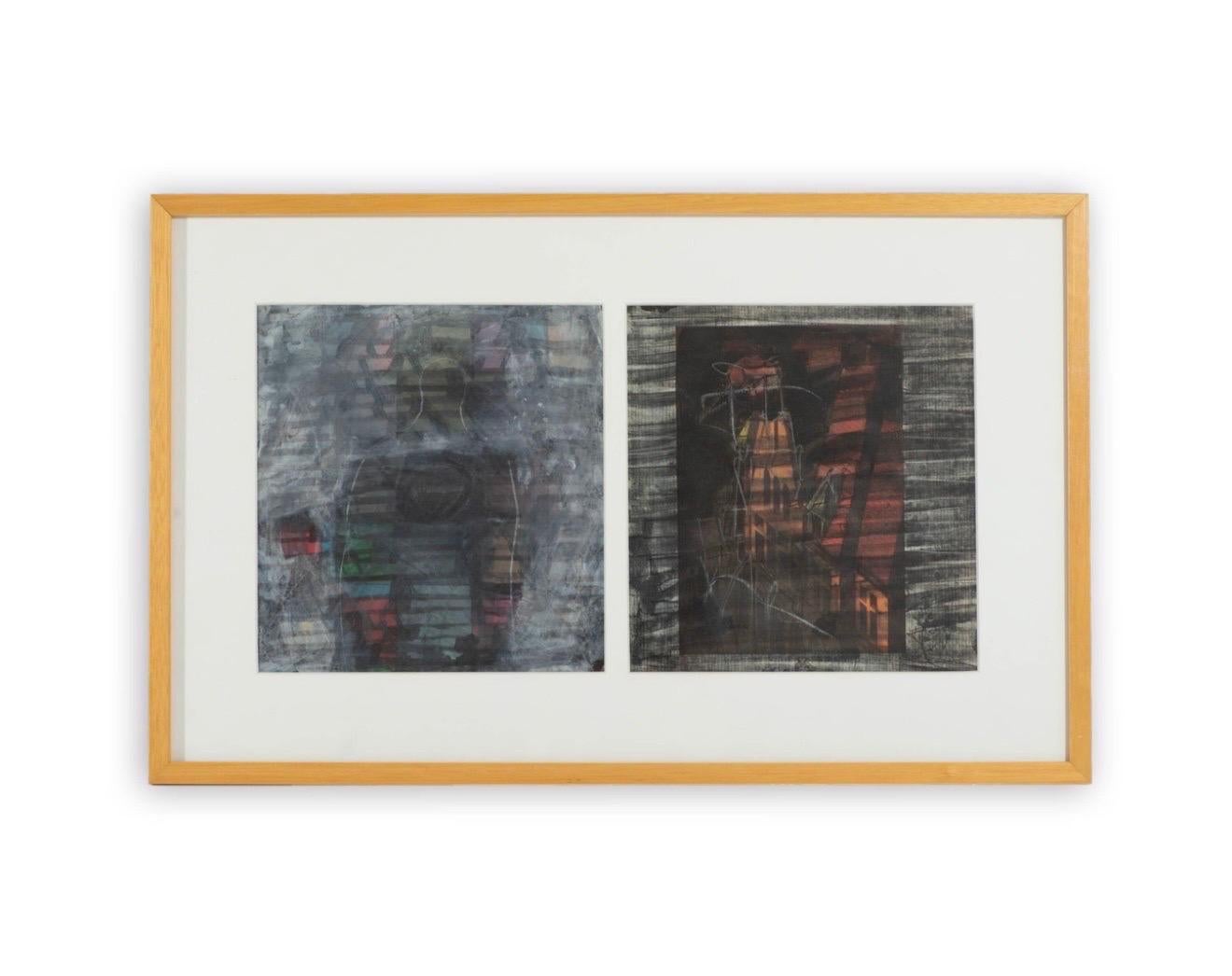 Área de la Bahía Pintura al gouache abstracta figurativa 