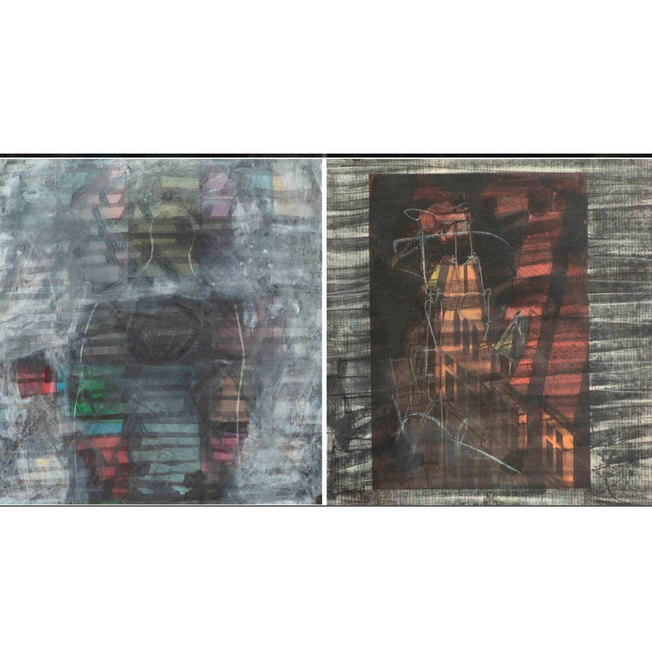 Área de la Bahía Pintura al gouache abstracta figurativa 