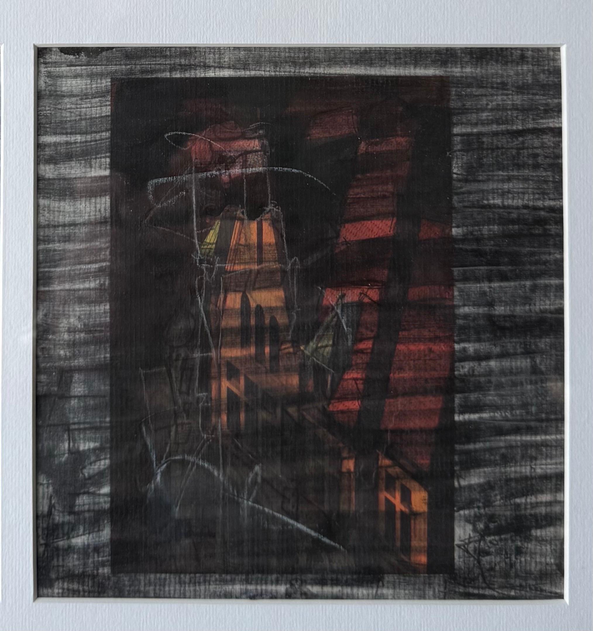 Área de la Bahía Pintura al gouache abstracta figurativa 