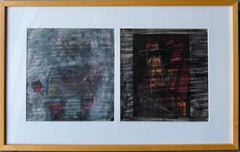 Bay Area Figurative Abstract Gouache Painting "Video Tower" John Hultberg