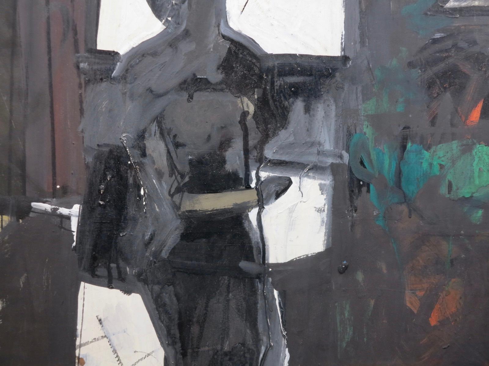 Girl in Window (Abstract Expressionist painting) - Painting by John Hultberg