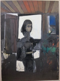 Girl in Window (Abstract Expressionist painting)