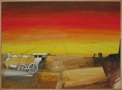 John Hultberg, Twilight of the Iron Horse, oil on paper on board, 1960